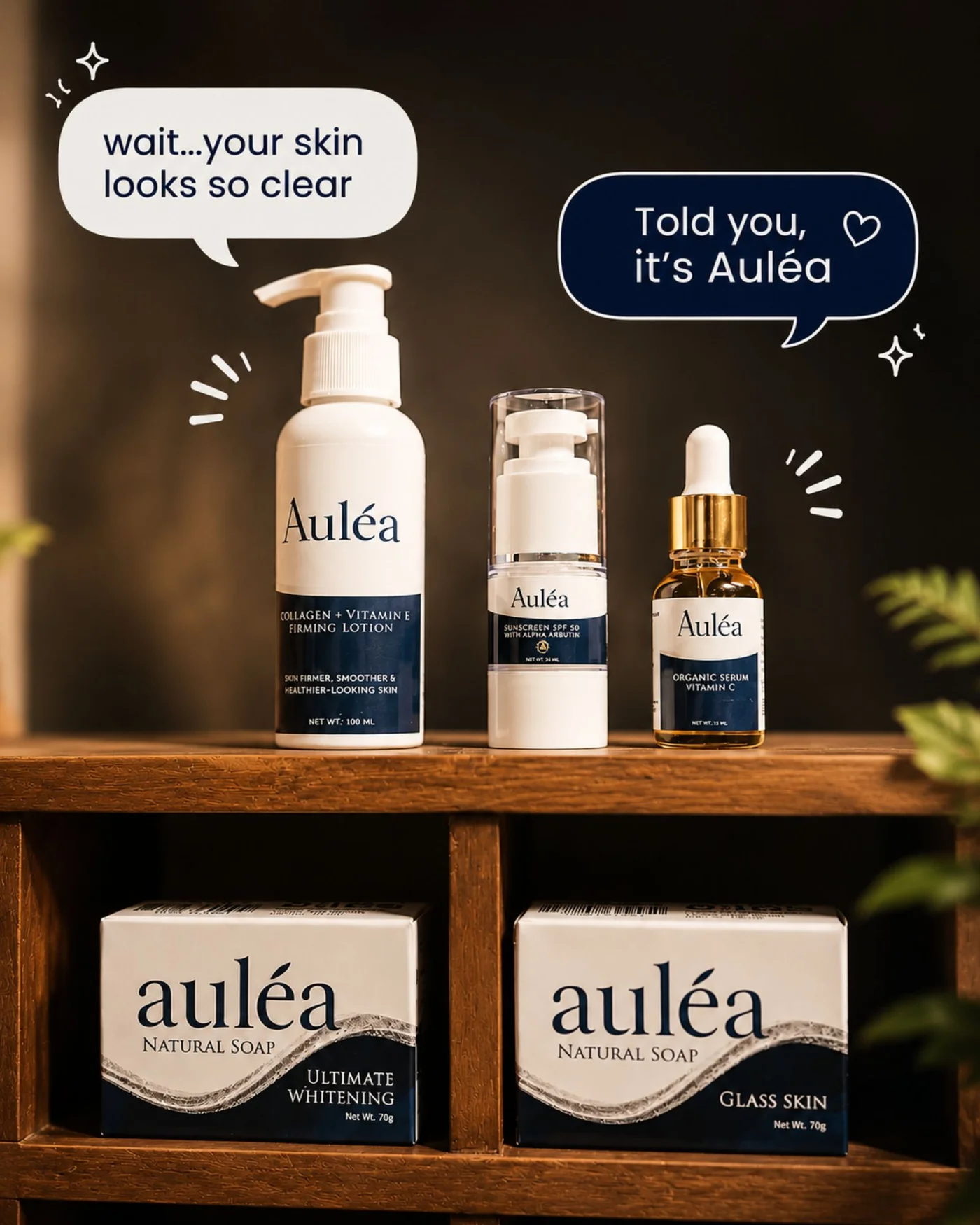 Auléa Skin products, a moment from Aulea's social content